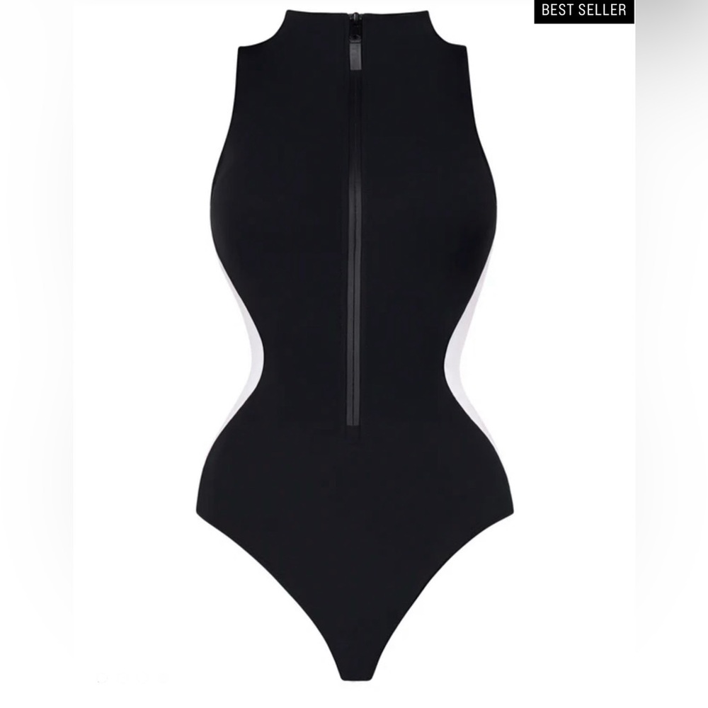 TA3 Sleeveless Surfy Black and White Women's One Piece Swimsuit 🔥🔥🔥 - Picture 4 of 13